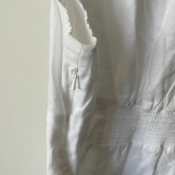 Banana Republic Linen Cotton Button Front Mini Dress White Size 12 - Picture 7 of 9